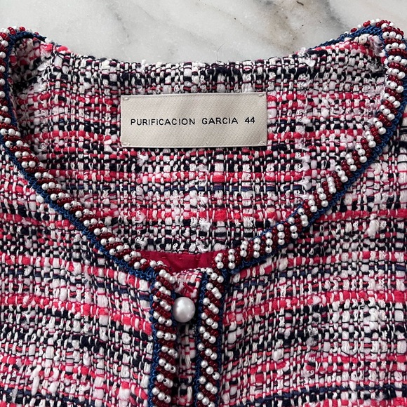 PURIFICACION GARCIA pearl button multicolor boucle tweed jacket blazer M/L 44 EU - Picture 11 of 17